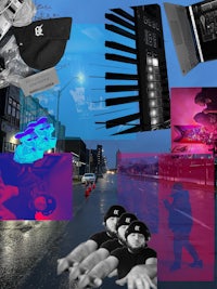 a collage of images of a street scene